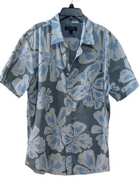 Banana Republic, Blue And Gray Floral Short Sleeve Shirt. Large